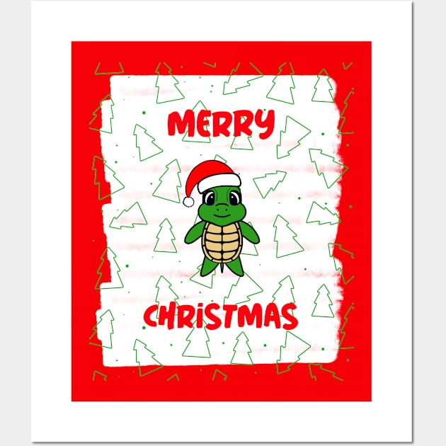 Merry Christmas Funny Turtle Wall Art by SartorisArt1